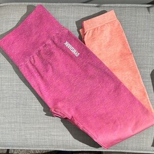 Gymshark Vibrant Pink and Coral Ombré Leggings SIZE XL